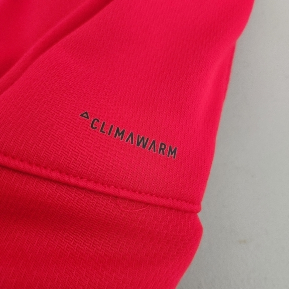 Adidas Climawarm Hoodie Mens Red w Black Logo, sz L - Picture 6 of 9